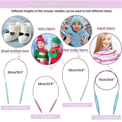 13 Size Aluminum Circular Knitting Needles Set Interchangeable Crochet Hooks