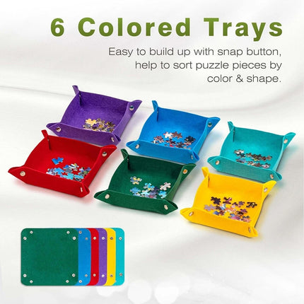 Jigsaw Puzzle Board 1000 Pieces Felt Mat Adjustable Easel Stand Trays w/ 6 Trays