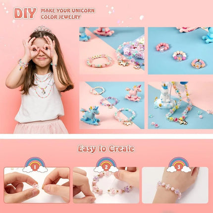 1340Pcs Flat Clay Beads+Round Loose Beads+Pendants Kit Craft DIY For Bracelet