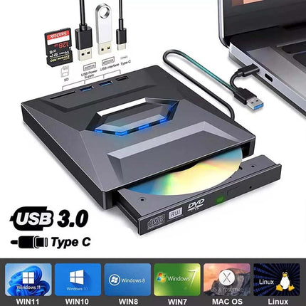 External CD DVD Drive USB 3.0 Writer Burner Reader Player for PC Laptop Windows