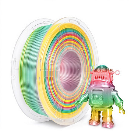 SILK PLA+ 3D Printer Filament 1.75mm 1.1KG, Dual-Color Tri-Colour Shiny for FDM