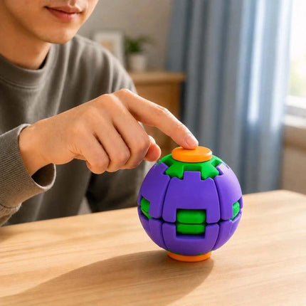 2Pcs Fidget Spinner Stress Relief Rotating Balls Finger Push Spin Auto Gyro Ball Toy Purple