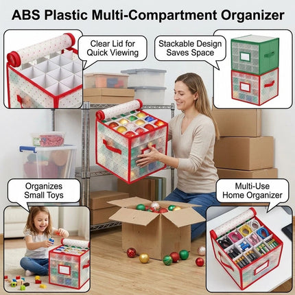 Jingle Jollys Christmas Baubles Storage Box 64 Dividers Xmas Ornaments Container