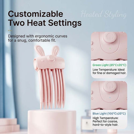2Pcs Electric Cordless Heated Hair Volume Clip - Root Clips for Curly Hair Volume White+Pink
