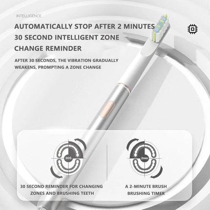 Sonic Toothbrush Rechargeable Electric Toothbrush with 2 Brush Heads  (Silver)