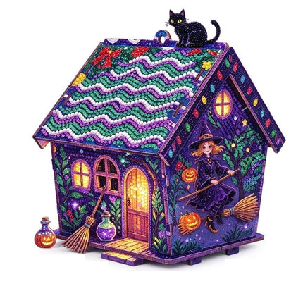 Witch Halloween Ghost Diamond Art Kits for Adults Tabletop Ornaments 3D House Art Kit