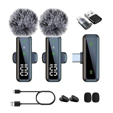 Wireless Lavalier Microphone For Phone Android iPhone Vlog Live Stream Mini Mic