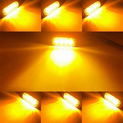 10x Amber 4 LED Car Truck Emergency Beacon Warning Hazard Flashing Strobe Light