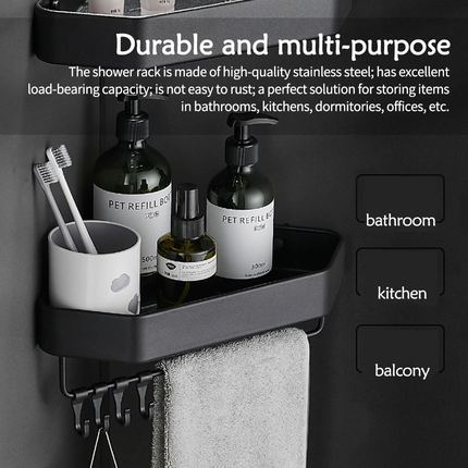 3x Corner Bathroom Kitchen Shelving Organizer Steel Bathroom Rack Towel Holder