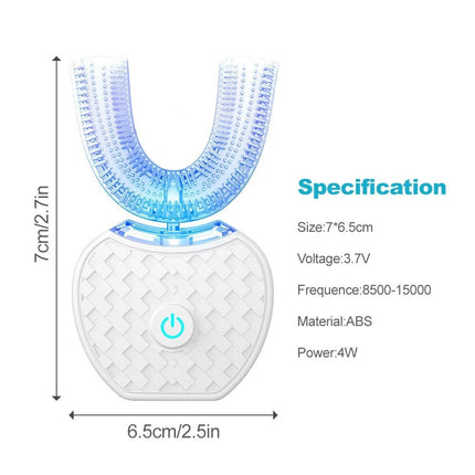 White Sonic Electric Toothbrush Automatic U Shaped Wireless Cleansing Brush