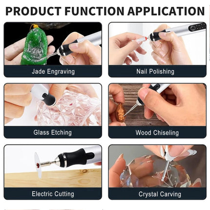 Cordless Electric Engraving Pen USB Rechargeable Micro Carving Tool with 37Pcs Accessories Set