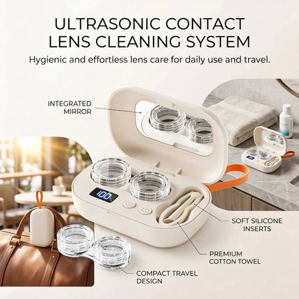 Ultrasonic Contact Lens Eyeglass Cleaning Case Portable Electric Home Supplies