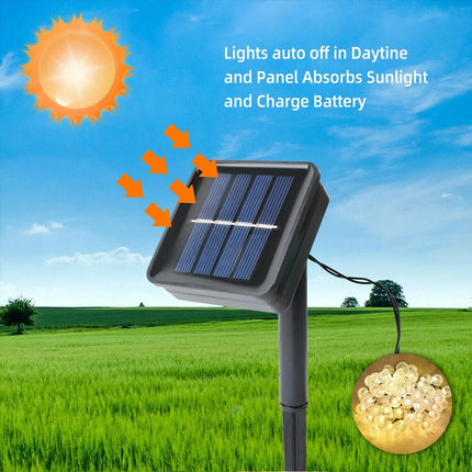 Solar Globe String LED Lights Bulb Waterproof Fairy Outdoor Festoon Garden Decor