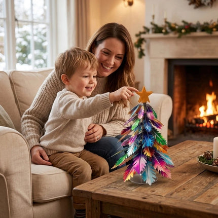 Metal Iron Colorful Mini Christmas Tree Tabletop Rotating Xmas Tree Ornament