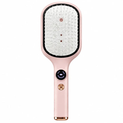 Electric Misting Air Cushion Hair Brush Steam Styling Tool Scalp Massage Comb Pink