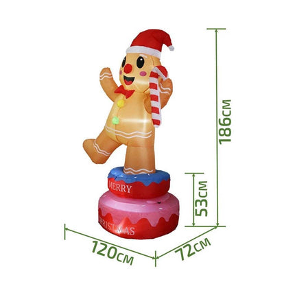 Inflatable Christmas Rotating Gingerman W/ LED Lights 1.86M Xmas Decor Outdoor