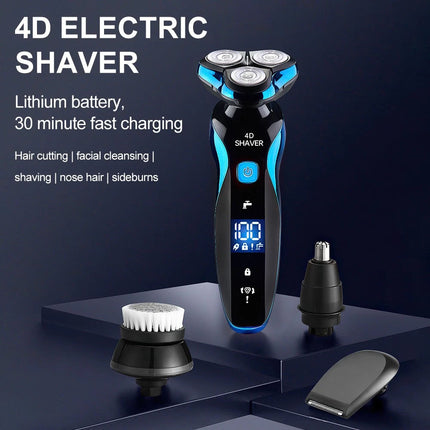 Mens Electric Shaver Razor Wet Dry Rotary Cordless USB Rechargeable Charging