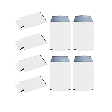 50pcs Foldable Blank Can Stubby Cooler Holder Sleeve Sublimation Heat Transfer White