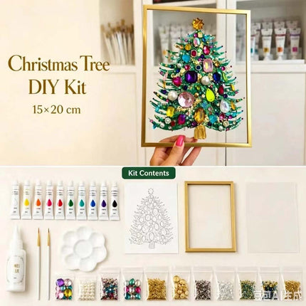 1 Set DIY Christmas Tree Art Kit Gem Art Jeweled Holiday Craft Kit Decoration