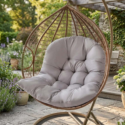 Waterproof Hanging Egg Chair Cushion Sofa Swing Chair Seat Relax Thick All-Weather Comfort Pad Light Grey