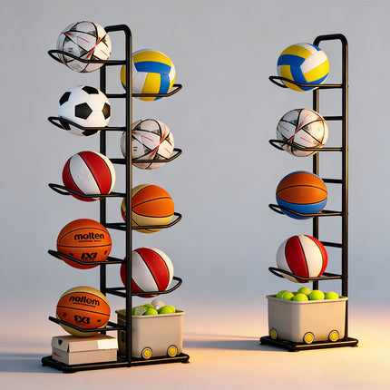 9-Ball Storage Rack Basketball Holder Garage Sports Organizer Ball Display Stand