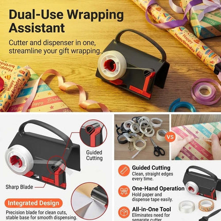 Wrapping Paper Cutter Tool With 2 Tape And 1 Replace Blade For Christmas Gifts