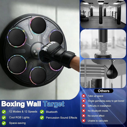 Upgraded Music Boxing Punching Machine Home Smart Training 12 Modes Count Gloves