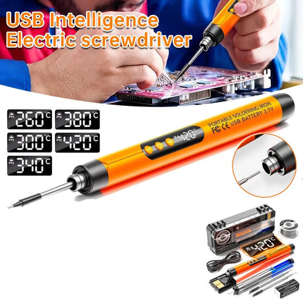 Cordless Soldering Iron Kit Usb Rechargeable Digital Display 5-speed Temperature