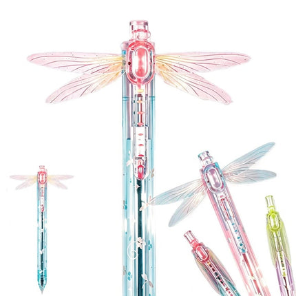 Gleaming Wings Dragonfly Pen,Dragonfly Pen with Moving Wings,Cute Novelty Pen (4PCS Pink+Blue+Green+Purple)