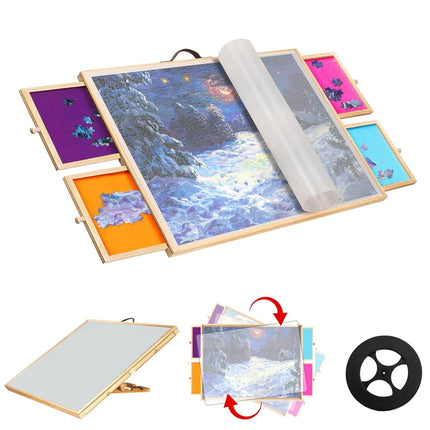 1500PCS Puzzle Table Tilting Adjustable Jigsaw Puzzle Board 4 Drawers 89x68cm