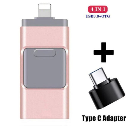 128GB 4 in 1 Memory Photo Stick USB 3.0 Flash Drive Type for iPhone Android iPad