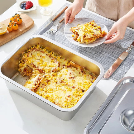 Stainless Steel Baking Pan Tray With Lid Cake Baking BBQ Pan Tray Roaster Pan