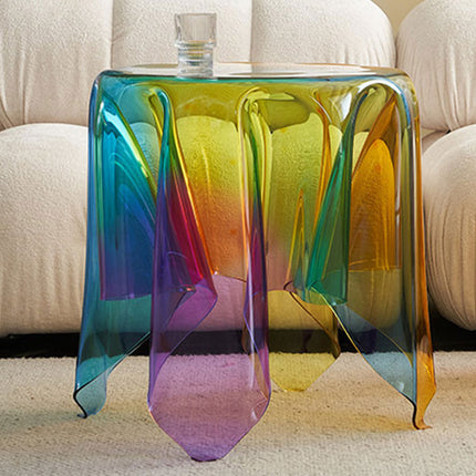 Stylish Acrylic Rainbow Round Stool