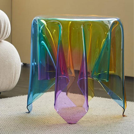 Stylish Acrylic Rainbow Round Stool