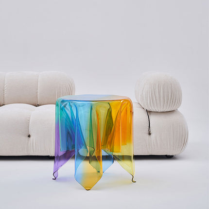 Stylish Acrylic Rainbow Round Stool