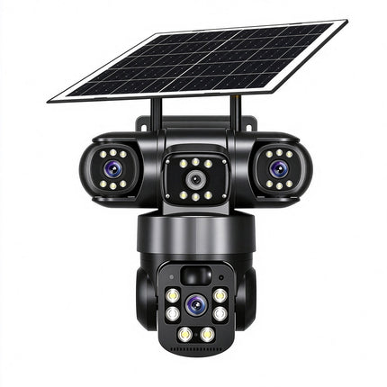 9MP 3-Lens Solar Security Camera Wireless CCTV PTZ Outdoor Surveillance