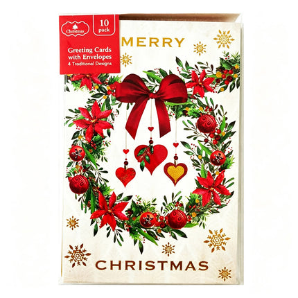 40pk Christmas Cards Greeting Cards & Envelops 4 Traditional Design Xmas Card