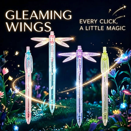 Gleaming Wings Dragonfly Pen,Dragonfly Pen with Moving Wings,Cute Novelty Pen (4PCS Pink+Blue+Green+Purple)