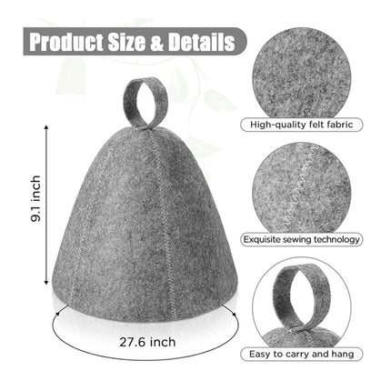 Protection Soft Solid Sauna Hat Felt Shower Cap Anti Heat Cap Felt Wool Cap (4PCS)