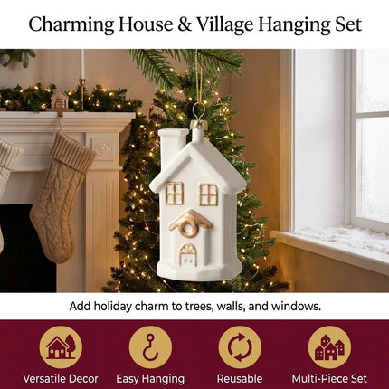 Christmas Snowflake Hanging Ornaments Plastic Holiday Home Wall Decor Pendants