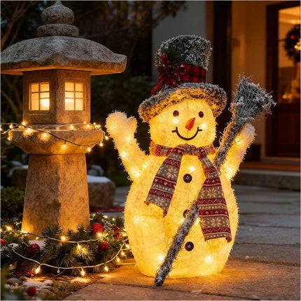 65cm Solar Powered Christmas Decoration Lights Snowman Metal Frame LED Light