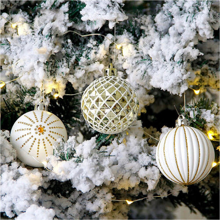 30PCS Christmas Balls Ornaments 60MM Gold&White Painted Hanging Ornaments