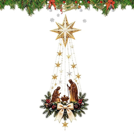 Glowing Nativity Wall Decor Lighted Star Ornament Night Light Living Room