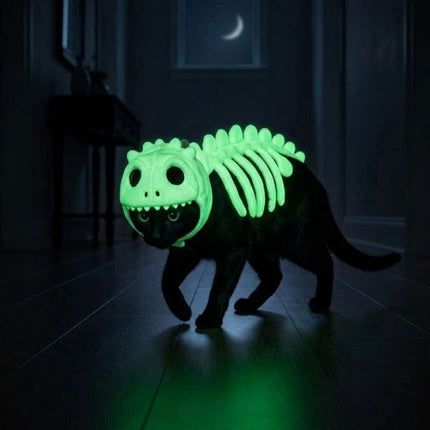 1pc Halloween Pet Dinosaur Skeleton Plush, 3D Spinosaurus Dinosaur Skeleton Costume