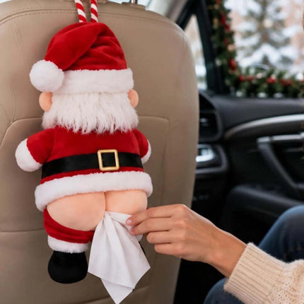Christmas Santa Butt Tissue Holder Funny Plush Santa Claus Tissue Box Cover