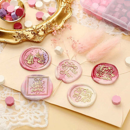 1200Pcs Colour Sealing Wax Mix Metallic Stick Beads Stamp Seal Candle Envelope 1Box Macaron and1Box bluegreen