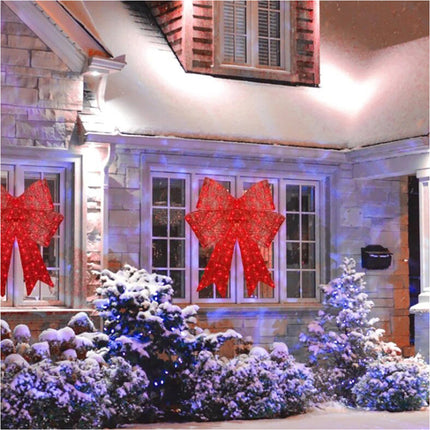 Large Red Bow Pre-Lit LED Light with Red Ribbon Christmas Door Tree Decor