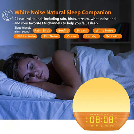 Sunrise Alarm Clock FM Radio White Noise Sleep Aid Night Lamp Bluetooth Speaker