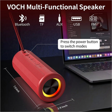 Waterproof Bluetooth Speaker with RGB Lights 20W Portable Outdoor Soundbox