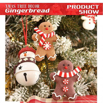 12Pcs Gingerbread Man Gift Tree Decor Christmas Tree Hanging Pendant Ornament
